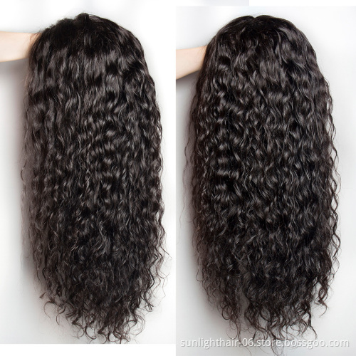 Sunlight 4x4 Closure Wig 150 Density real human hair Peruvian Water Wave Wig Glueless Remy Pre Plucked high quality Lace Wigs